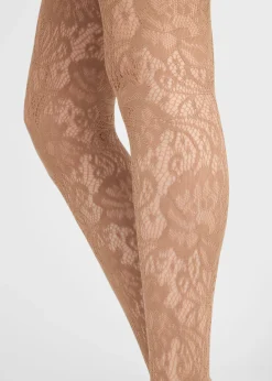 Netzstrumpfhose mit Blumenmuster