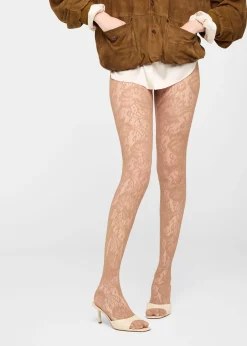 Netzstrumpfhose mit Blumenmuster