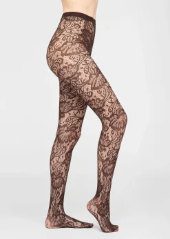 Netzstrumpfhose mit Blumenmuster