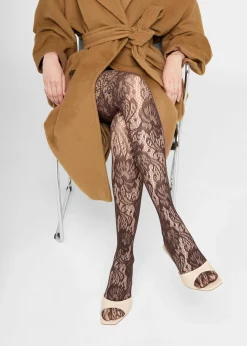 Netzstrumpfhose mit Blumenmuster