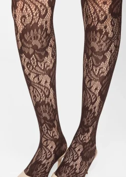 Netzstrumpfhose mit Blumenmuster