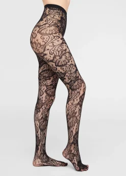 Netzstrumpfhose mit Blumenmuster