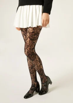 Netzstrumpfhose mit Blumenmuster