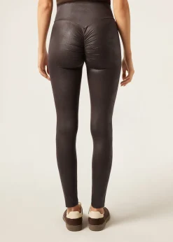 Scrunch Leggings in Lederoptik