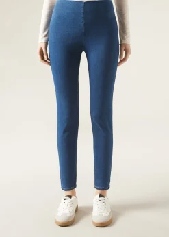 Skinny Leggings aus Denim mit hohem Bund