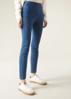 Skinny Leggings aus Denim mit hohem Bund