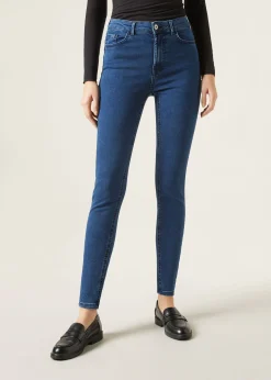 Skinny Push-up-Jeans aus Soft-Touch-Gewebe mit hohem Bund