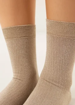 Socken in Rippstrick mit Glitzer