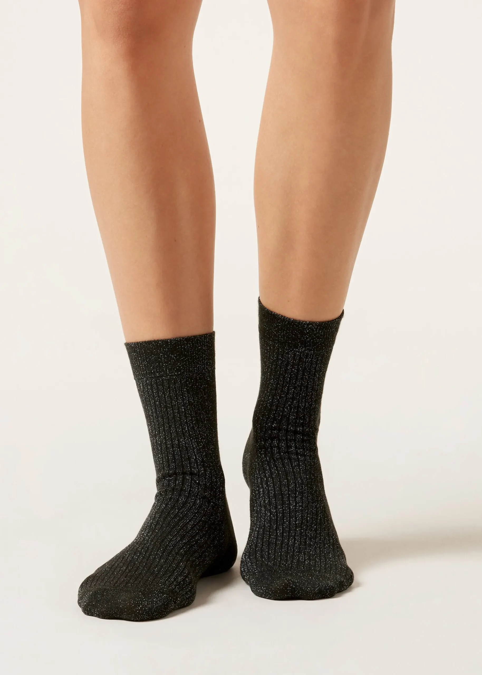Socken in Rippstrick mit Glitzer
