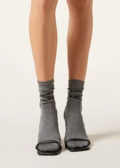 Socken in Rippstrick mit Glitzer