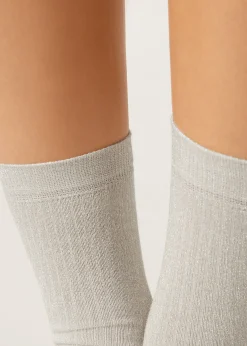 Socken in Rippstrick mit Glitzer