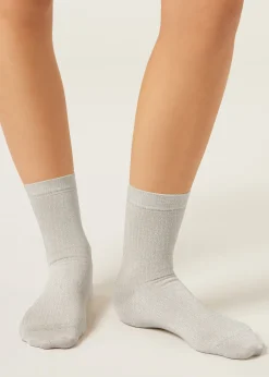 Socken in Rippstrick mit Glitzer