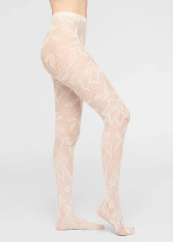 Spitzenstrumpfhose mit Maxi-Blumenmuster