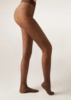 Transparente Strumpfhose 30 Denier mit kleinen Herzen