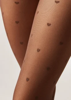 Transparente Strumpfhose 30 Denier mit kleinen Herzen
