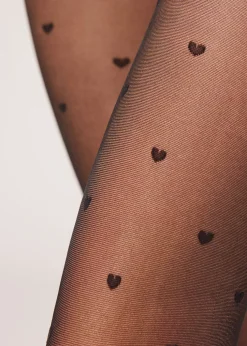 Transparente Strumpfhose 30 Denier mit kleinen Herzen