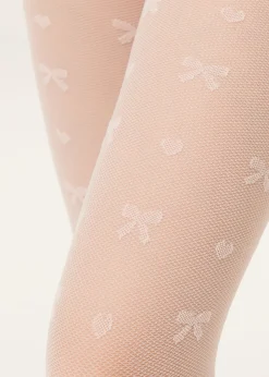 Transparente Strumpfhose mit Schleife für Mädchen