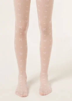 Transparente Strumpfhose mit Schleife für Mädchen
