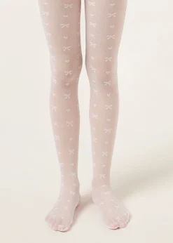 Transparente Strumpfhose mit Schleife für Mädchen