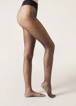 Transparente Strumpfhose mit Tupfen