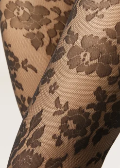 Transparente Strumpfhose mit Blumen