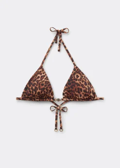 Triangel-Bikinioberteil Brown Animalier
