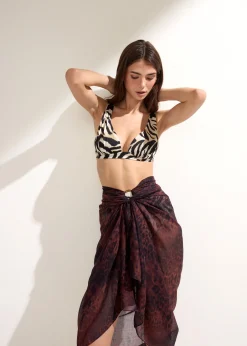 Triangel-Bikinioberteil mit Polsterung Savannah Zebra