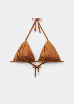 Triangel-Bikinioberteil mit herausnehmbaren Polstern Shiny Satin