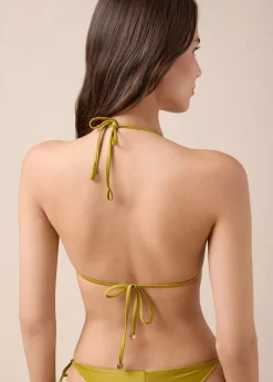 Triangel-Bikinioberteil mit herausnehmbaren Polstern Shiny Satin