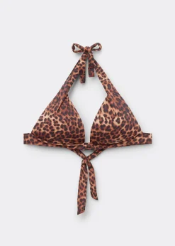 Triangel-Bikinioberteil mit abgestufter Polsterung Brown Animalier
