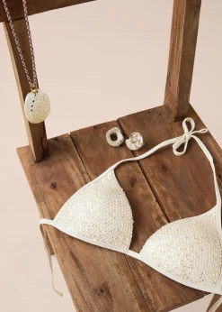 Triangel-Bikinioberteil mit Polsterung Sequin Net
