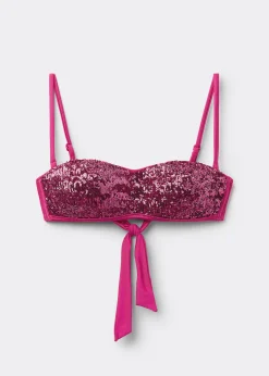 Wattiertes Bandeau-Bikinioberteil Surface Royal