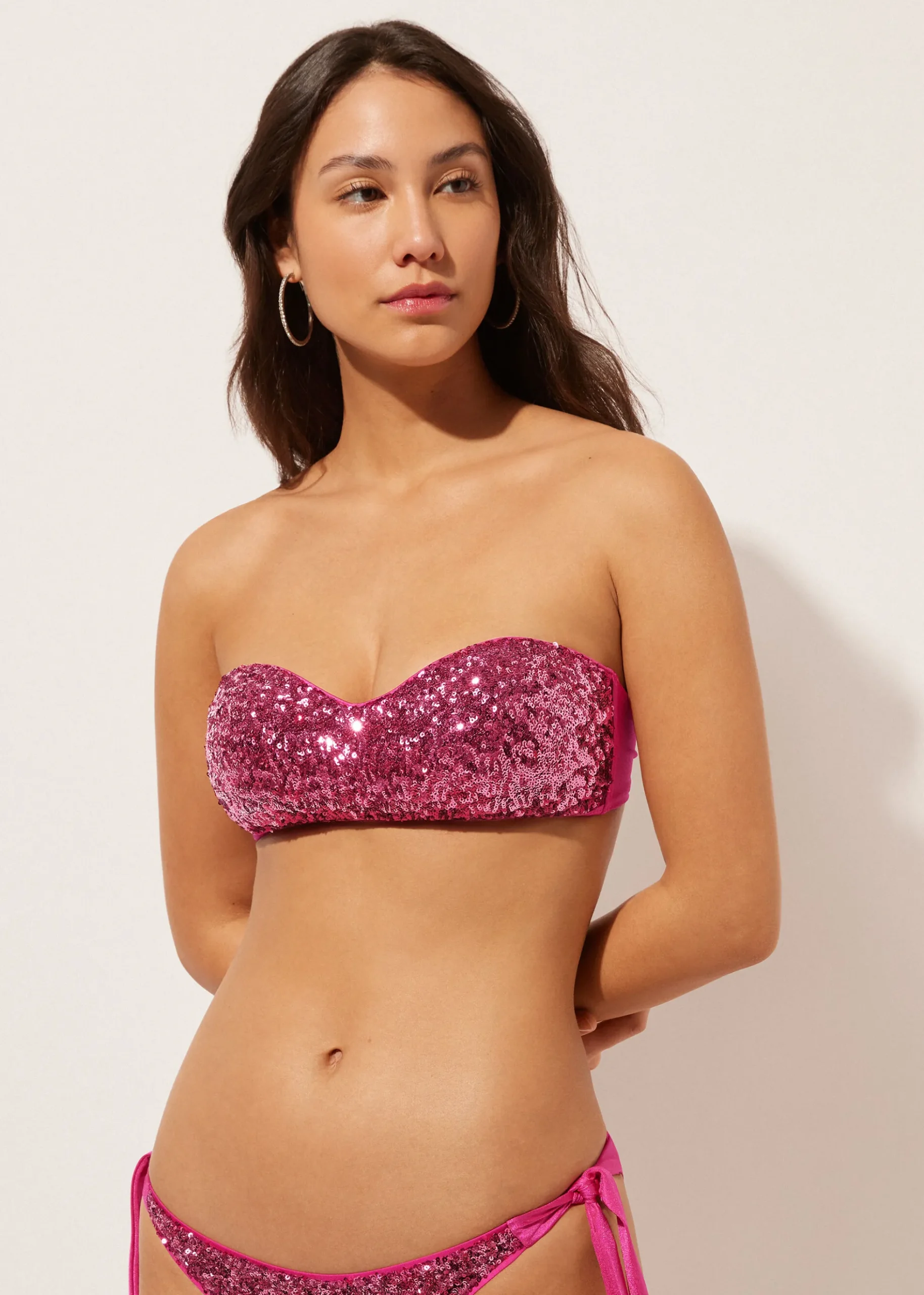 Wattiertes Bandeau-Bikinioberteil Surface Royal